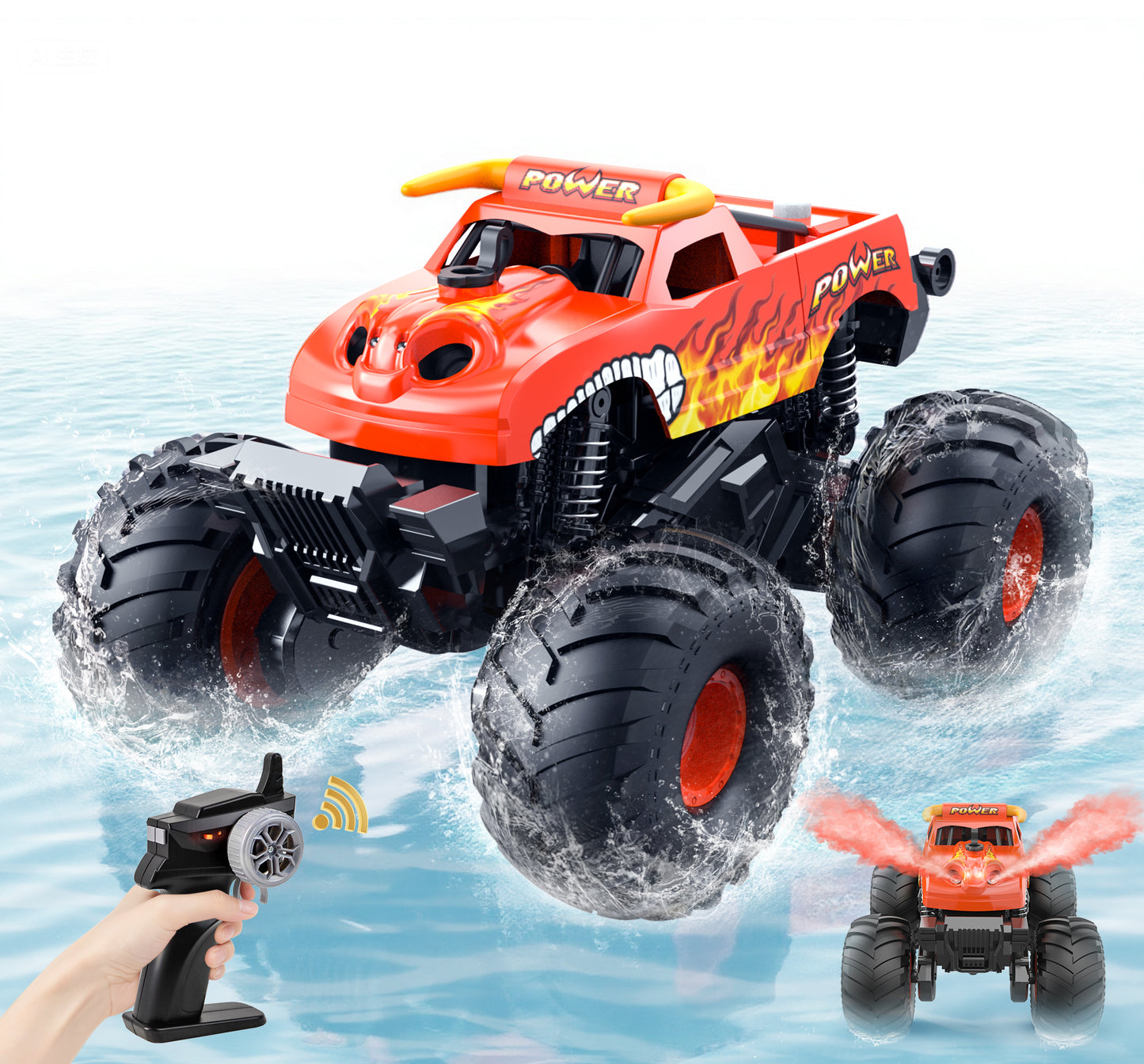 JoySpark Toys Waterproof Monster Truck Toys 1:16 Amphibious Remote Control Car All Terrain Off-Road Pickup Truck 4WD RC Cars Toys for 8 9 10 11 12 Year Old Boys Girls Gifts